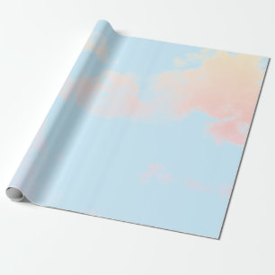 WRAPPINGSPAPIERBLAUW MET PINKSLOUDS CADEAUPAPIER
