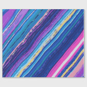 WrappinPink Blue Yellow Abstract Paint Lines Bold Cadeaupapier (Vlak)