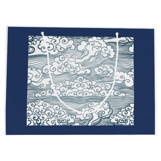 WRAPPORTBAG MET JAPANS WAVE PATTERN GROOT CADEAUZAKJE (Achterkant)