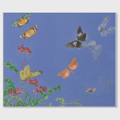 WRAPPORTBUTTERFLIES OP BLAUW CADEAUPAPIER (Vlak)