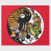WRAPPORTEUR MET JAPANESE YING EN YANG TIGER CADEAUPAPIER (Vlak)
