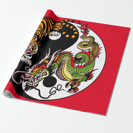 WRAPPORTEUR MET JAPANESE YING EN YANG TIGER CADEAUPAPIER (Uitgerold)