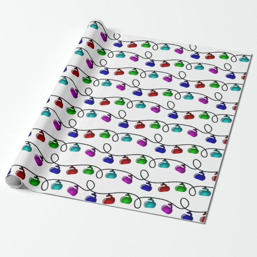 Wrapppapier met kerstlampjes - wit cadeaupapier (Uitgerold)