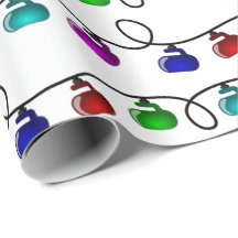 Wrapppapier met kerstlampjes - wit