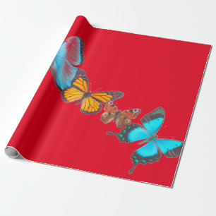 Wrapppapier ROOD MET BUTTERFLIES Cadeaupapier