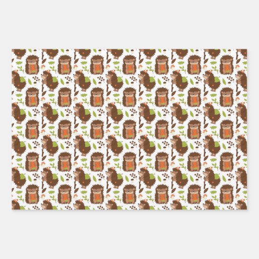 Wrapppapier voor bossen met egel en Amanita  Inpakpapier Vel (Voorkant)