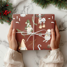 Wrapppapier voor kerstgnomen Woodland Cadeaupapier
