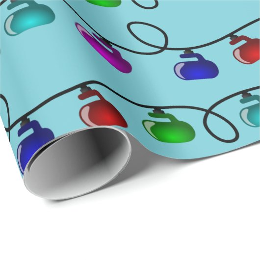 Wrapppapier voor kerstverlichting - blauw cadeaupapier (Rol Hoek)