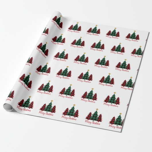 Wrapppapier voor rode en groene kerstbomen cadeaupapier (Uitgerold)