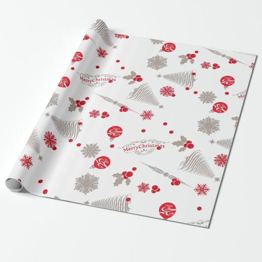 Wrapppapier voor rode en zilveren kerstmatte cadeaupapier (Uitgerold)