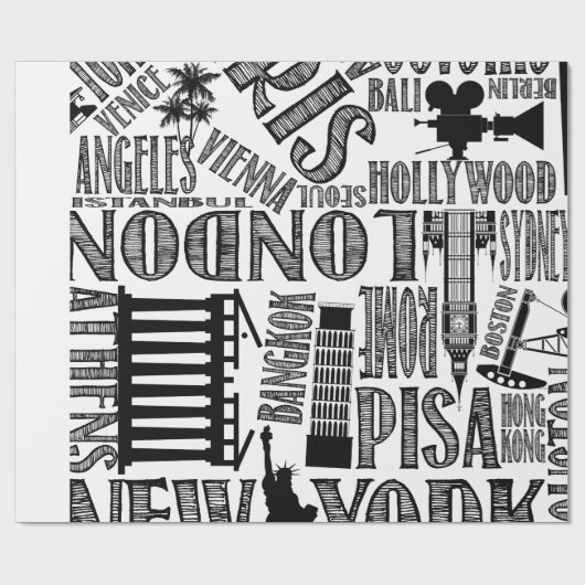 Wrapppapier voor wereldsteden cadeaupapier (Vlak)