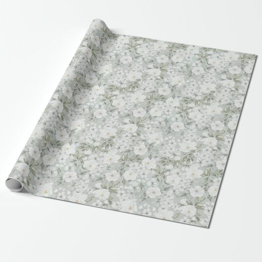 Wrapppapier voor witte rozen cadeaupapier (Uitgerold)