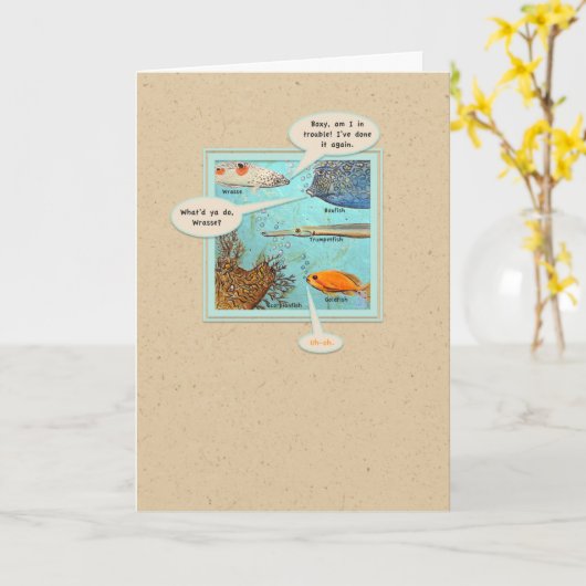 Wrasse & Friends Excuses Kaart (Gele Bloem)