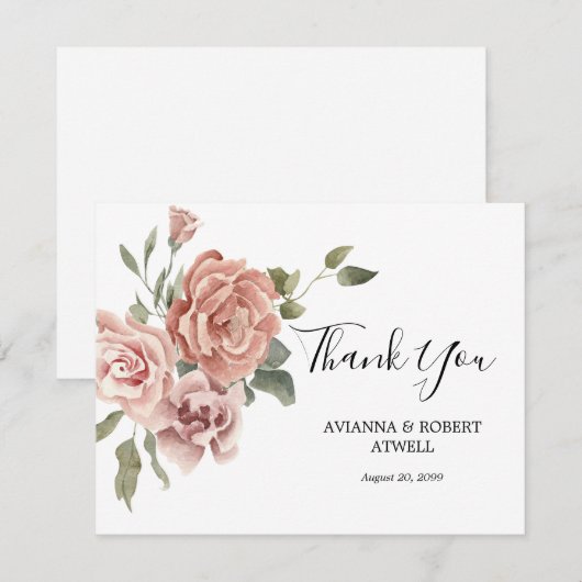 wratten van  roze roze bruindragende bruindrain bedankkaart (Voorkant / Achterkant)