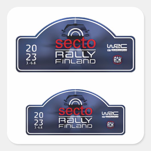 WRC Rally van Finland autosport Vierkante Sticker (Voorkant)