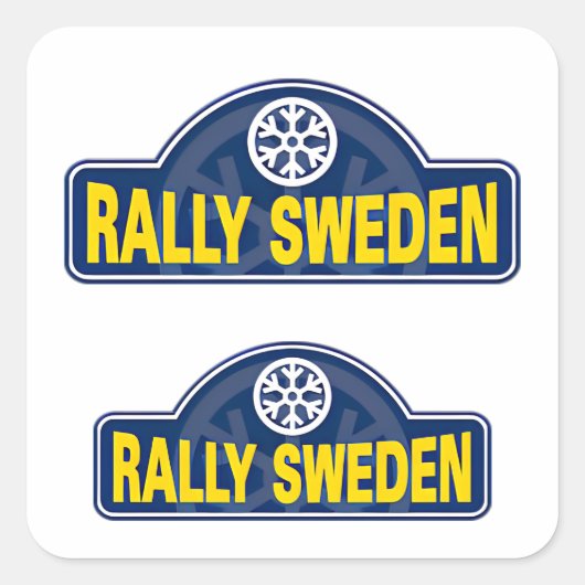 WRC rally Zweden umea auto racen autosport Vierkante Sticker (Voorkant)