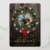 WreatCustom Photo Merry-kerstnaam Folie Feestdagenkaart (Voorkant)