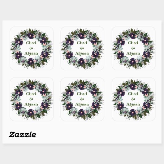 Wreatding Wedding Flowers Floral Arrangement Posta Vierkante Sticker (Vel)