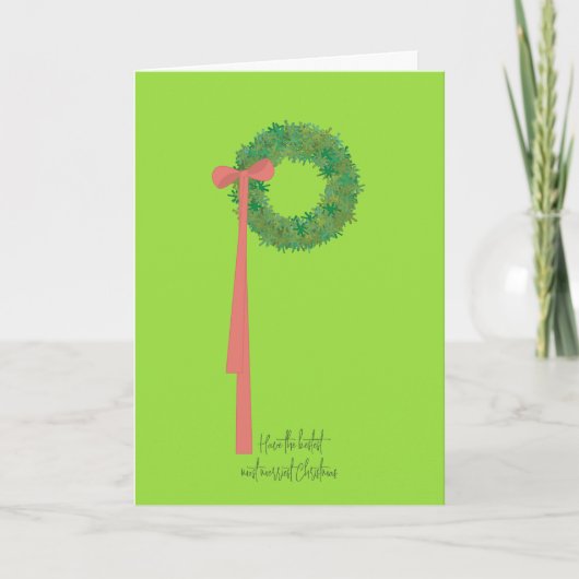 Wreate and Ribbon Holiday Card Kaart (Voorkant)