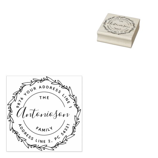 Wreated Family Names return address Rubberstempel (Gestempeld)