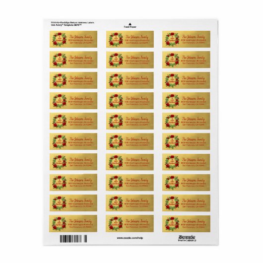 Wreated Gold Holiday - Kerstadres Etiket (Full Sheet)
