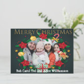 Wreated Lijst Gold Merry-kerstfoto Feestdagenkaart (Staand voorkant)
