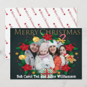 Wreated Lijst Gold Merry-kerstfoto Feestdagenkaart (Voorkant / Achterkant)