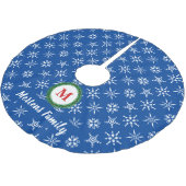 Wreatemonogram Jouw naam Blue & White Snowflakes Kerstboom Rok (Gekanteld)