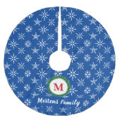 Wreatemonogram Jouw naam Blue & White Snowflakes Kerstboom Rok (Voorkant)