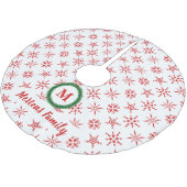 Wreatemonogram Jouw naam White en Red Snowflakes Kerstboom Rok (Gekanteld)