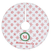 Wreatemonogram Jouw naam White en Red Snowflakes Kerstboom Rok (Voorkant)