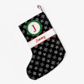 Wreatemonogram Jouw naam zwart & witte sneeuwvlokk Kleine Kerstsok (Achterkant (Hangend))