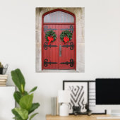 Wreaten op rode klepafdruk poster (Thuiskantoor)