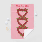 Wreaten van het hart van  rode rozen laten roze ro golfhanddoek (Insitu)