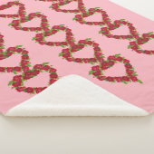 Wreaten van rode rozen roze bladeren roze sherpa deken (3/4)
