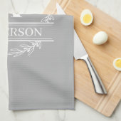 Wreater familienaam Monogram White Grey Theedoek (Quarter Fold)