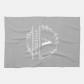 Wreater familienaam Monogram White Grey Theedoek (Horizontaal)
