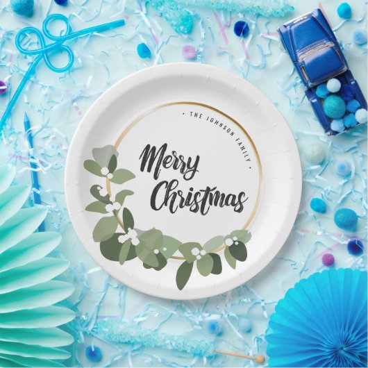 Wreater Green FAMILY Merry Kerstfeestdag Papieren Bordje (Feest)