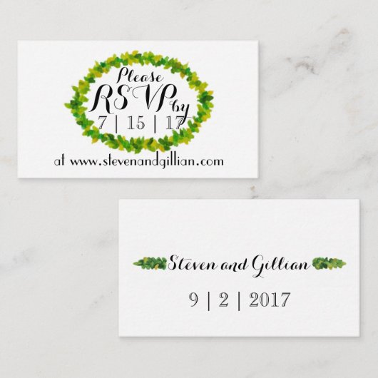 Wreater Leaf RSVP-kaarten/Datumherinneringskaarten Informatiekaartje (Voorkant / Achterkant)
