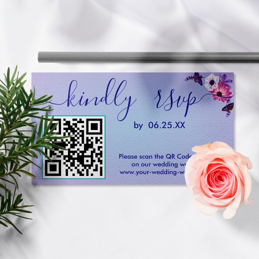 Wreater legant Wedding RSVP Floral met QR-code Informatiekaartje