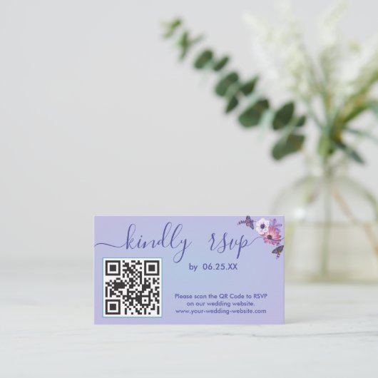 Wreater legant Wedding RSVP Floral met QR-code Informatiekaartje (Staand voorkant)