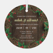 Wreater met Pine Wedding Uitnodiging Kerstmis Glas Ornament (Achterkant)