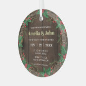 Wreater met Pine Wedding Uitnodiging Kerstmis Glas Ornament (Voorkant links)