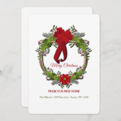 Wreater met Red Bow Holiday Moving Announding Kaart (Voorkant / Achterkant)