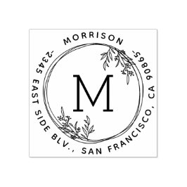 Wreater Monogram Familienaam Ronde Return Adres Rubberstempel