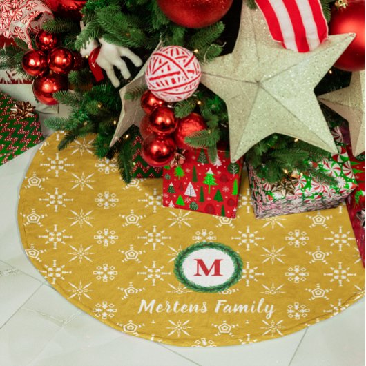 Wreater Monogram Jouw naam Gold en witte sneeuwvlo Kerstboom Rok