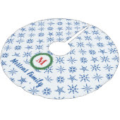 Wreater Monogram Jouw naam White & Blue Snowflakes Kerstboom Rok (Gekanteld)