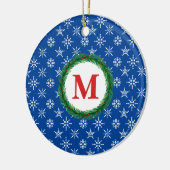 Wreater Monogram Jouw naam White Snowflakes Blue Keramisch Ornament (Links)