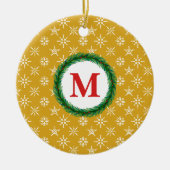 Wreater Monogram Jouw naam White Snowflakes Gold Keramisch Ornament (Voorkant)