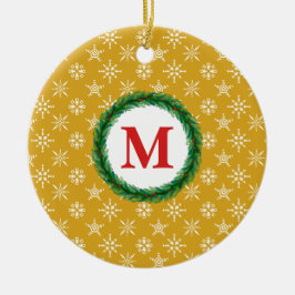 Wreater Monogram Jouw naam White Snowflakes Gold Keramisch Ornament